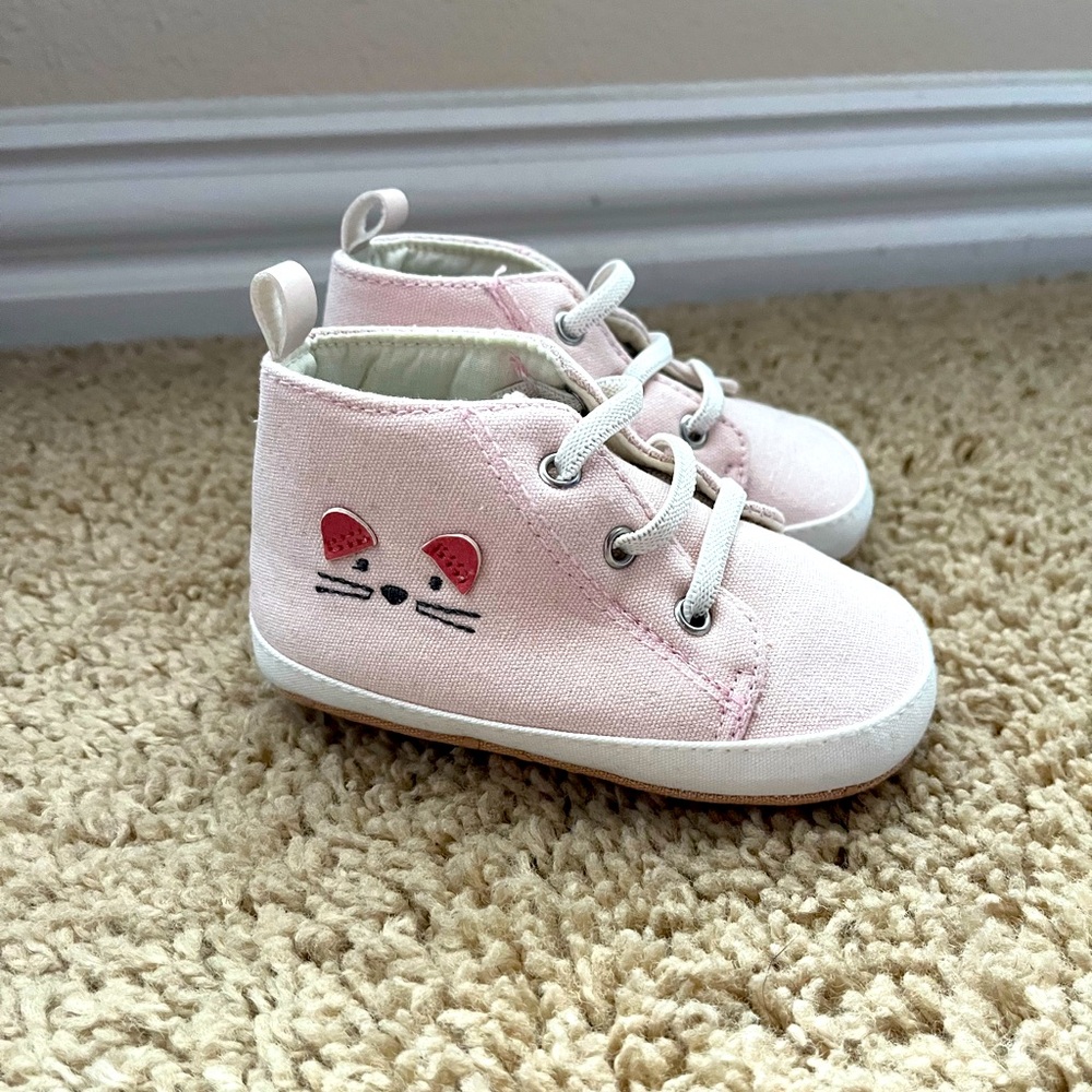 Carters Baby Girls Pink Cat High Tops 9-12 months